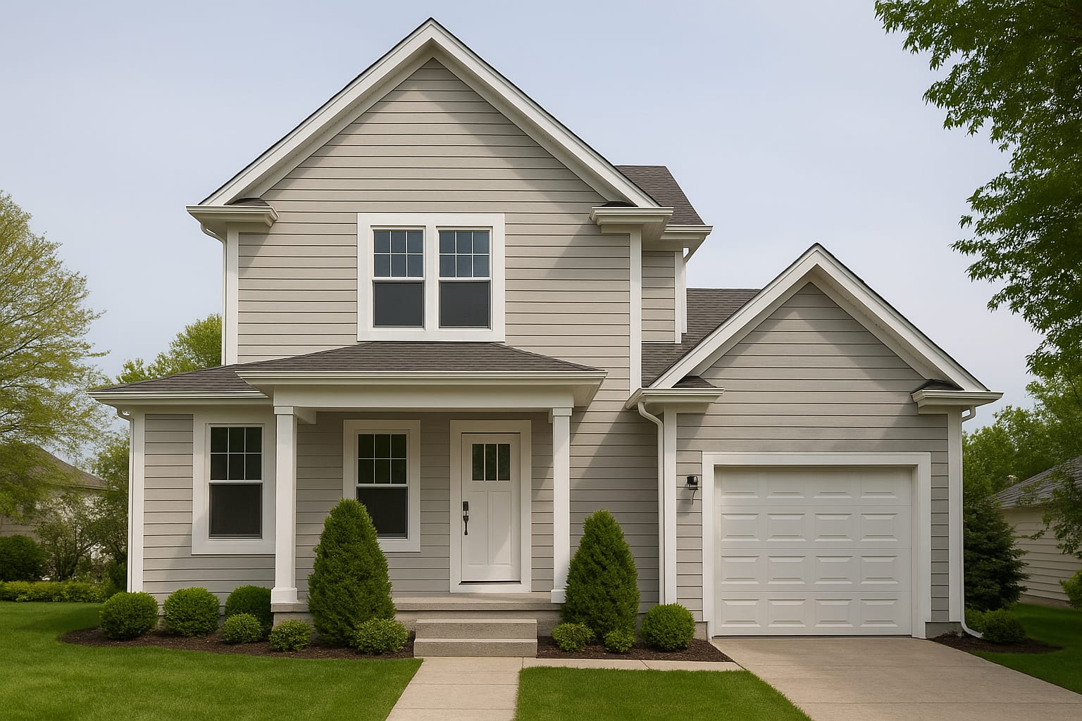 Freshly painted detached home exterior in Mississauga with modern neutral colours